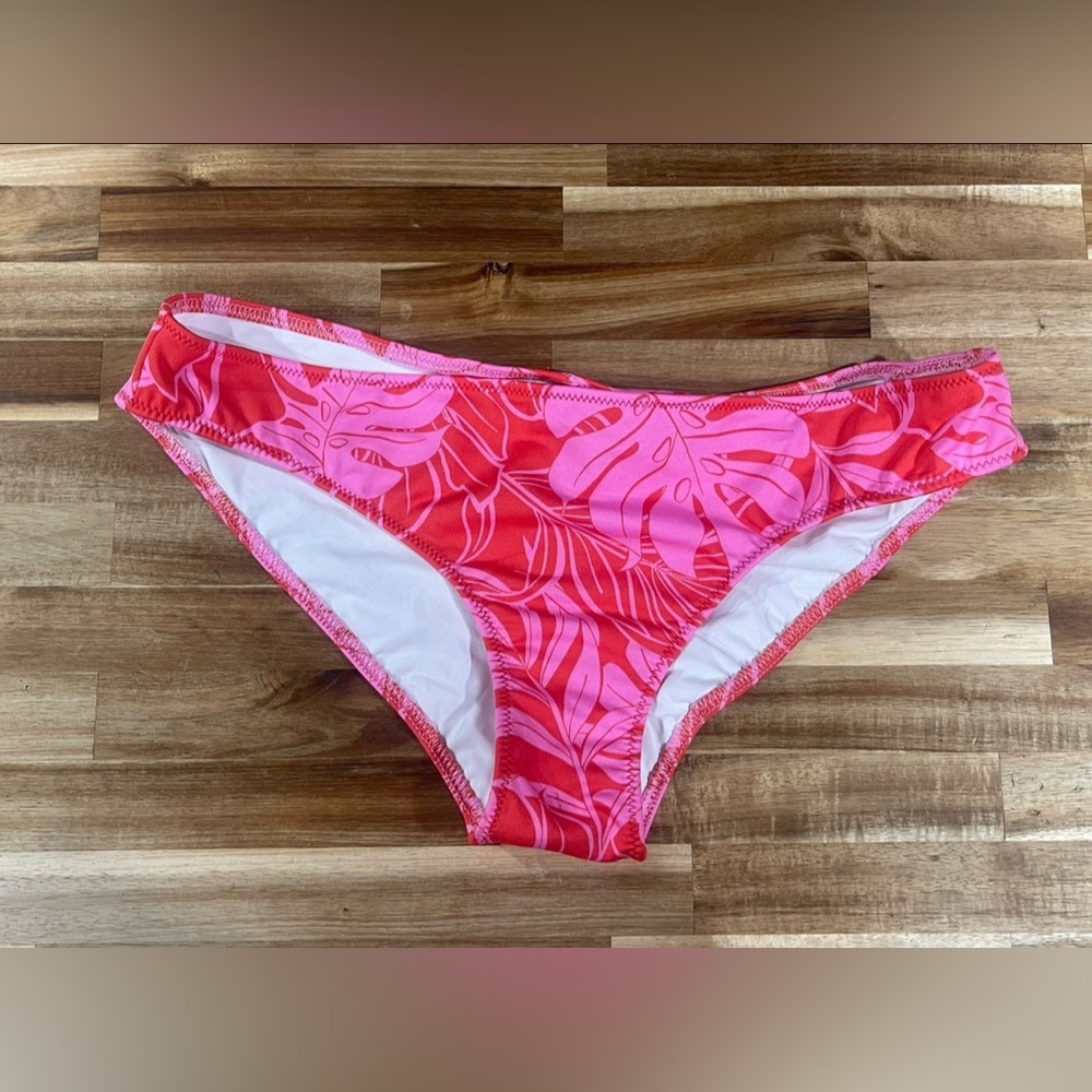 Victoria's Secret Pink and Red Tropical Print Bikini Bottom